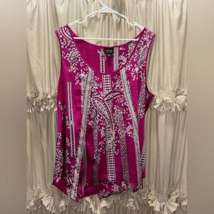 Nicole Women's Fuchsia and White Patterned Tank Top